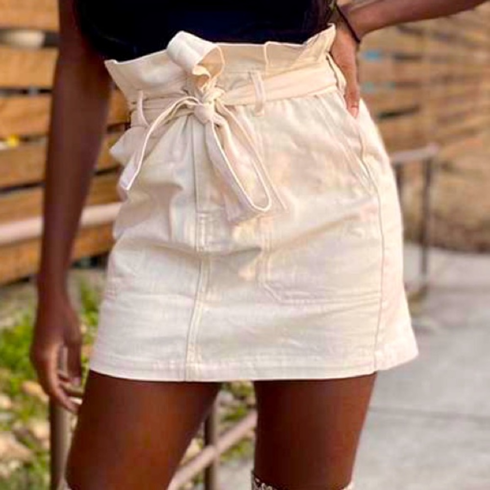 Cream paper bag skirt